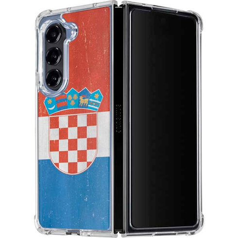 Croatia Flag Distressed Galaxy Z Fold5 5G Clear Case